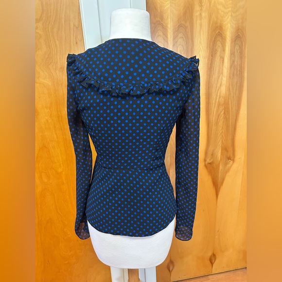 Alice Temperley for Target black and blue button up with front tie size XS - Picture 2 of 3